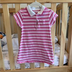 Vintage Y2K Kid Connection Pink White Striped Polo Shirt Dress 3T